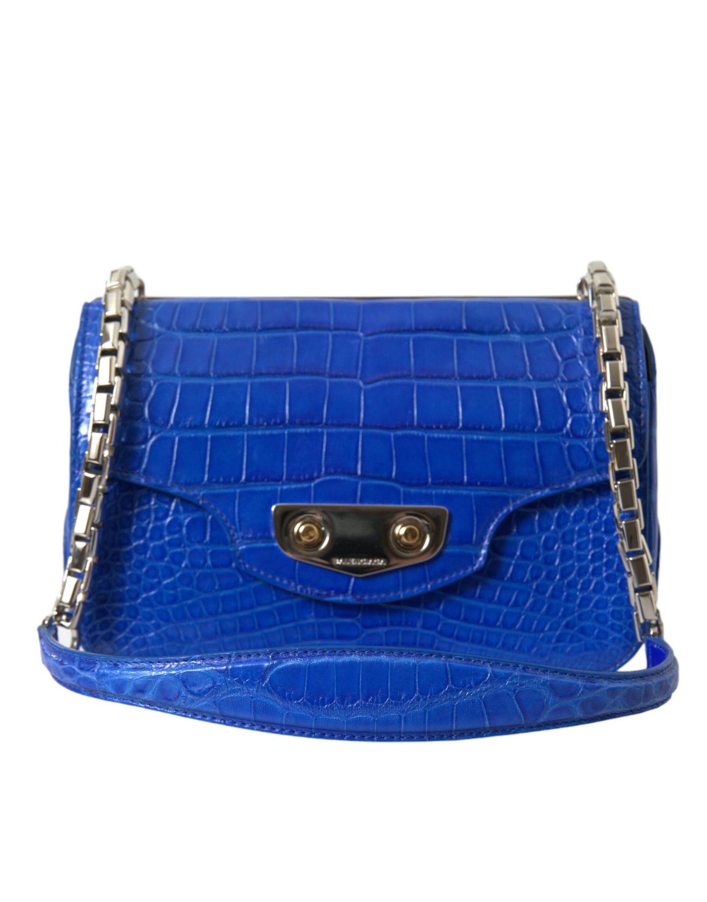 Alligator Skin Mini Shoulder Bag - Elegant Blue