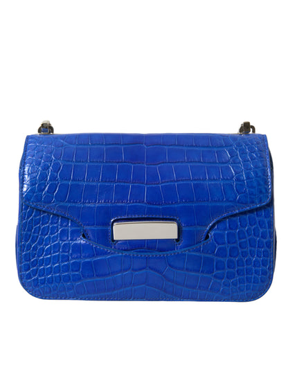 Alligator Skin Mini Shoulder Bag - Elegant Blue