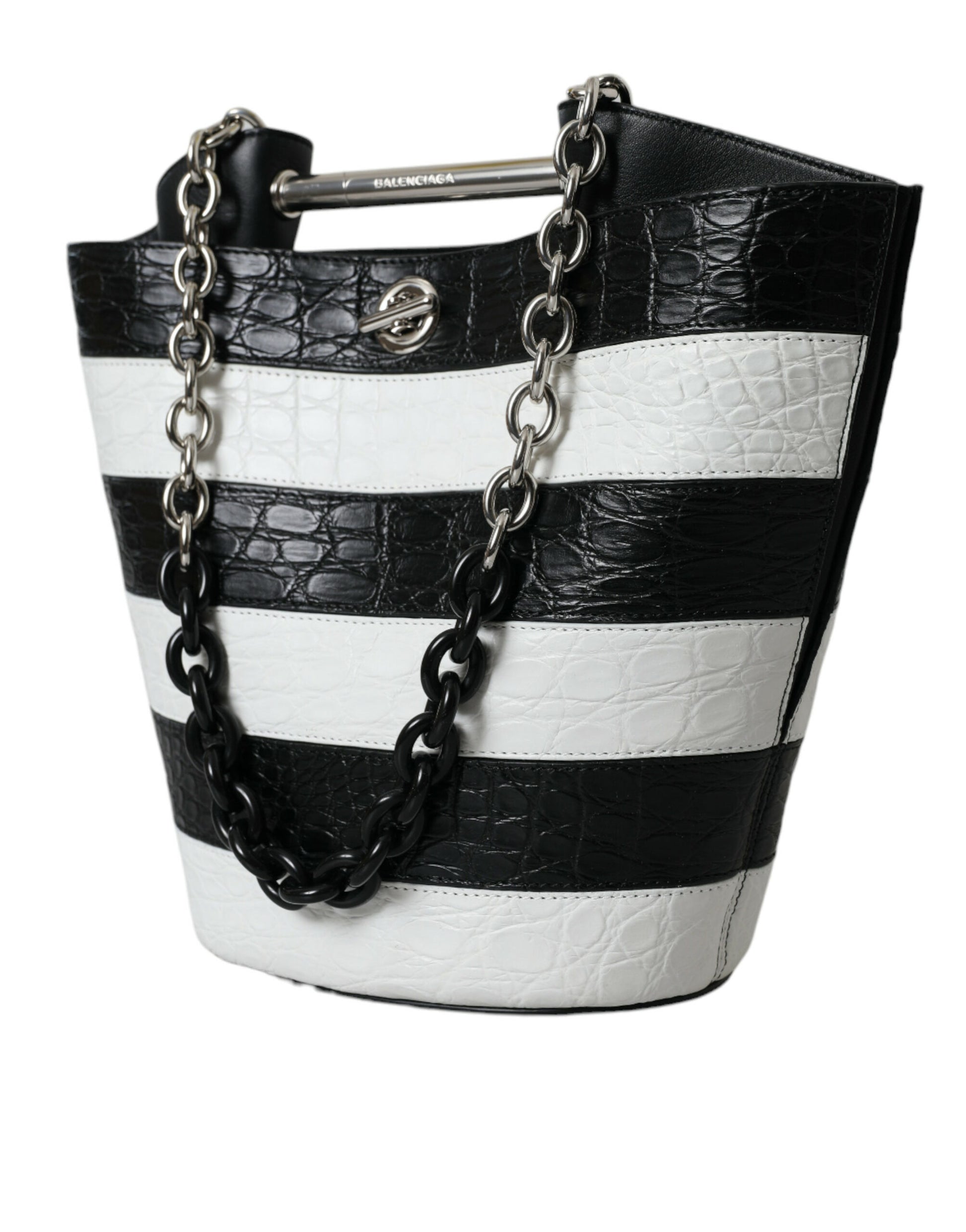 Chic Crocodile Leather Maxi Bucket Bag