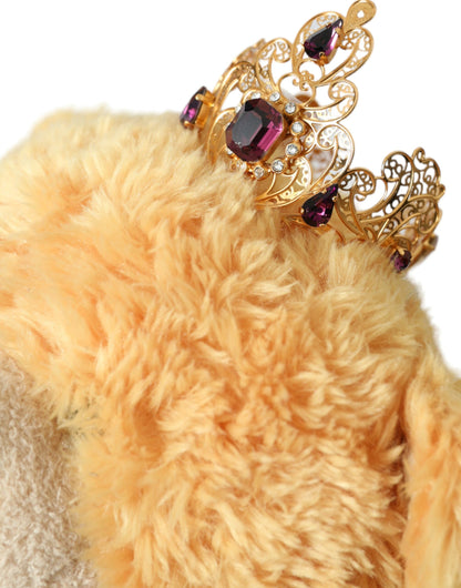 Brown Teddy Bear Gold Crystal Crown Hair Band Diadem