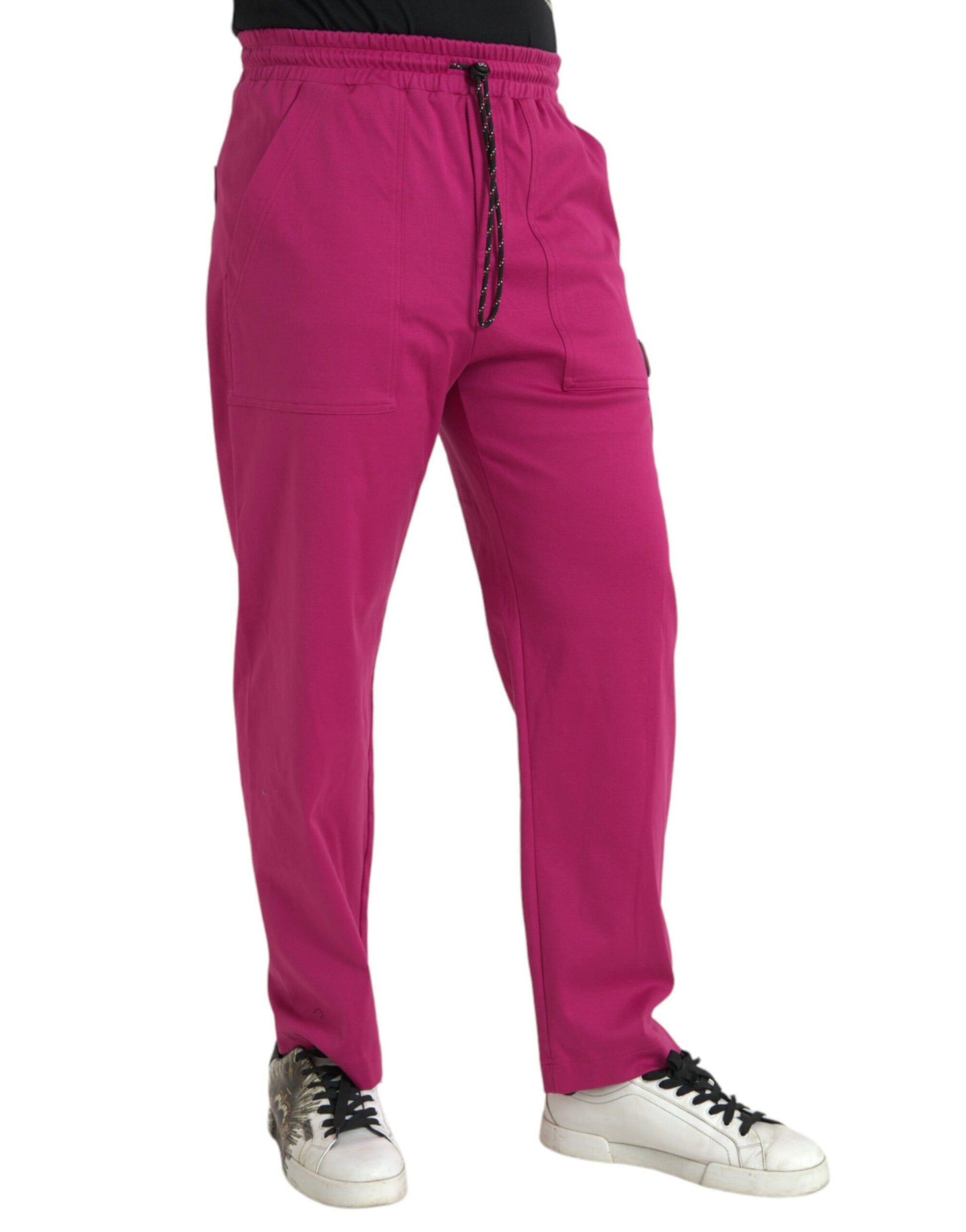 Pink Logo Cargo Cotton Jogger Sweatpants Pants