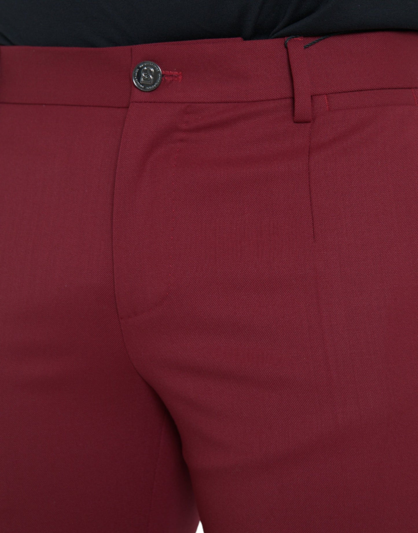 Red Wool Men Slim Fit Dress Pants