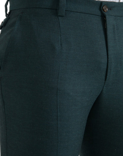 Green Wool Skinny Slim Dress Pants