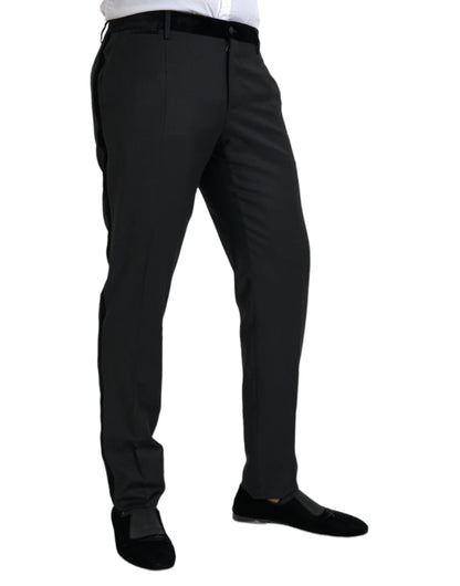 Black Silk Men Skinny Dress Pants