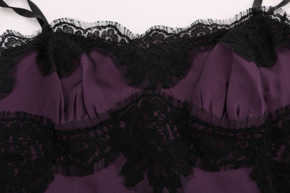 Elegant Purple Silk Lace Shift Dress