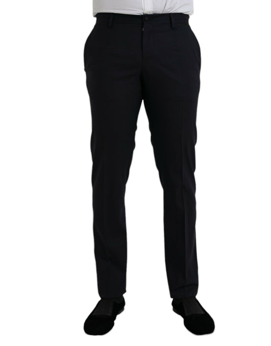 Dark Blue Wool Slim Fit Formal Pants