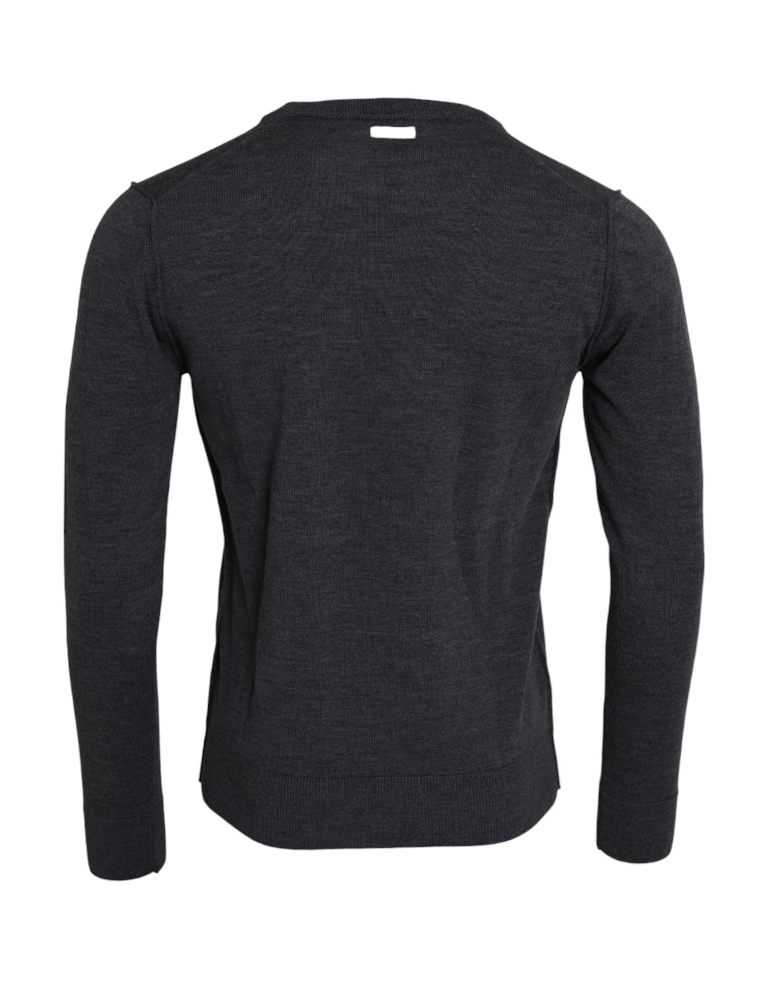 Dark Gray Wool Crew Neck Pullover Sweater