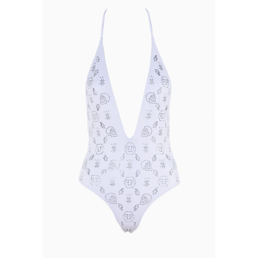 White Rhinestone Embellished Swimsuit