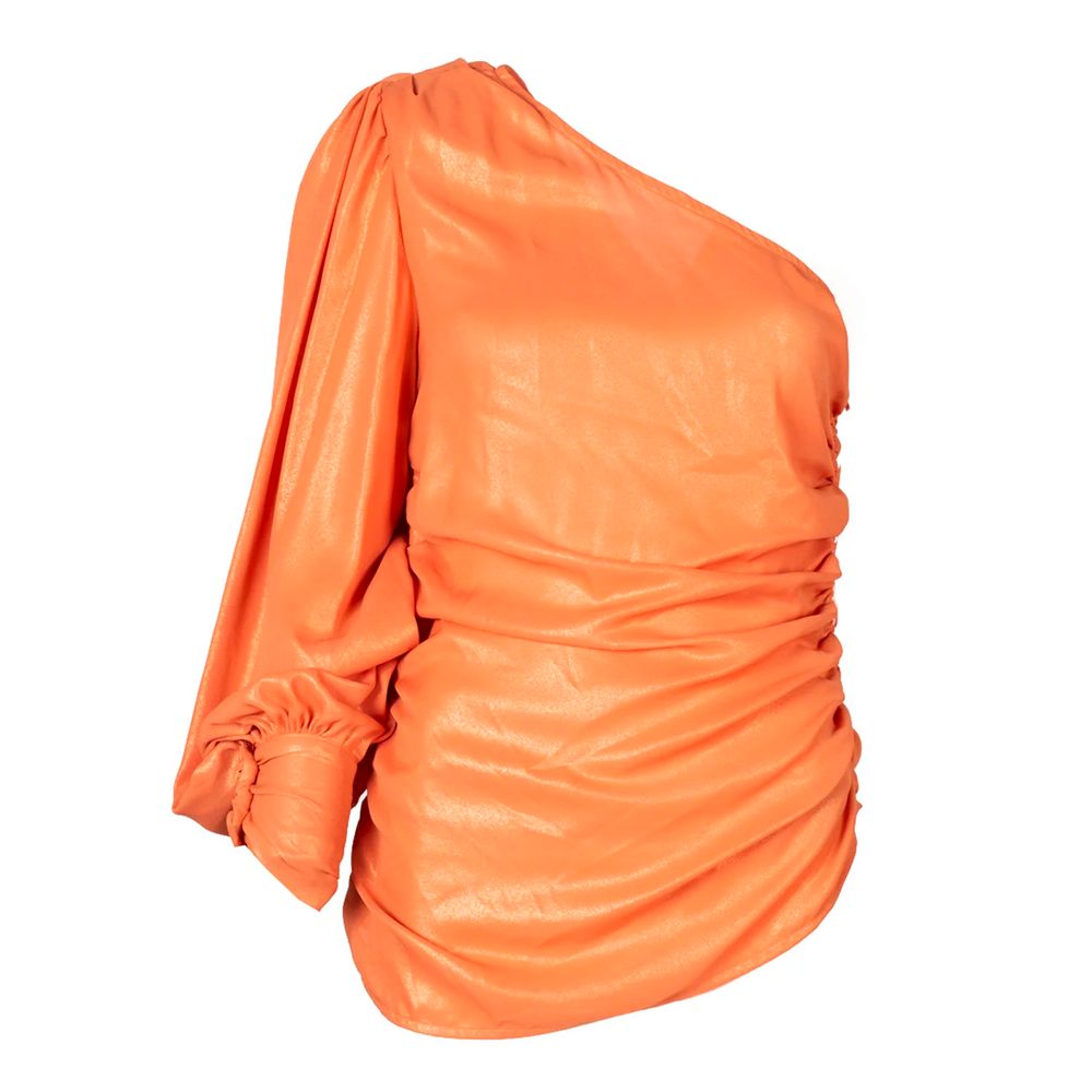 Chic Orange Laminated Blouse