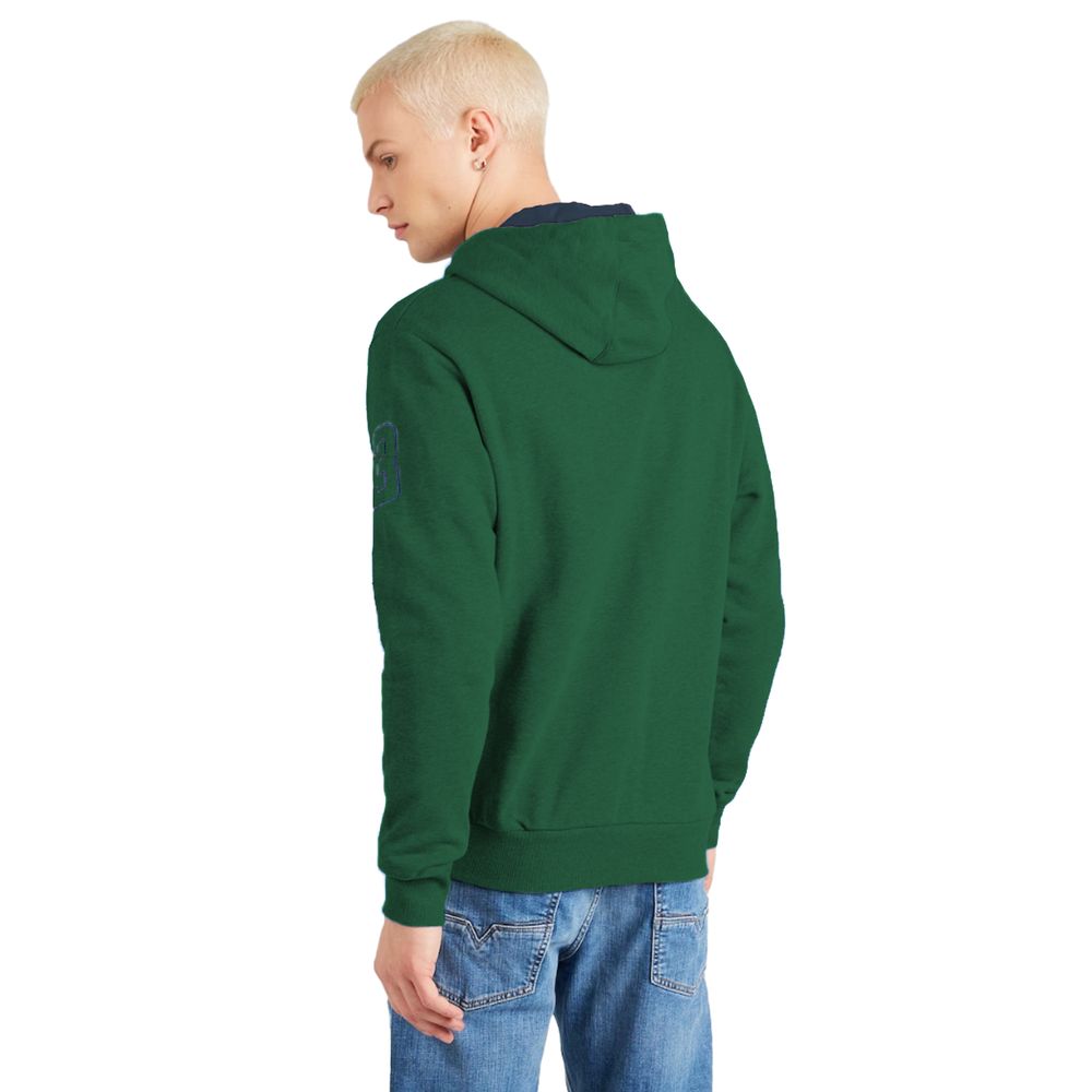 Elegant Green Hooded Cotton Sweatshirt