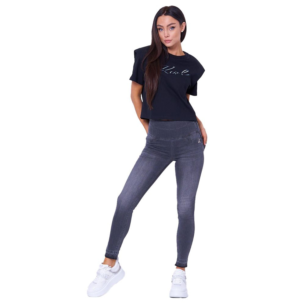 Chic High-Waisted Grey Skinny Jeggings