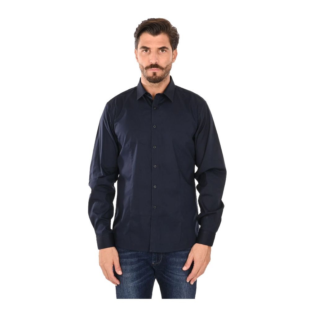 Blue Cotton Men Shirt