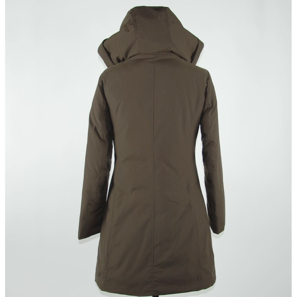 Elegant Brown Polygon Jacket with Hood