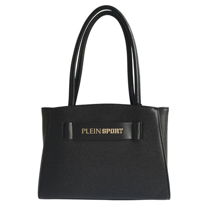 Sleek Black Three-Compartment Tote Bag