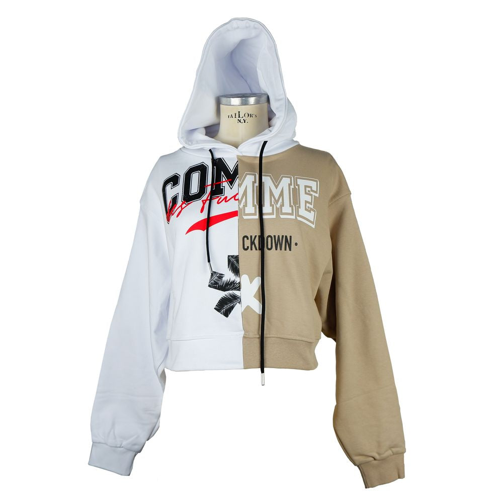 Chic Two-Tone Graphic Hooded Sweatshirt