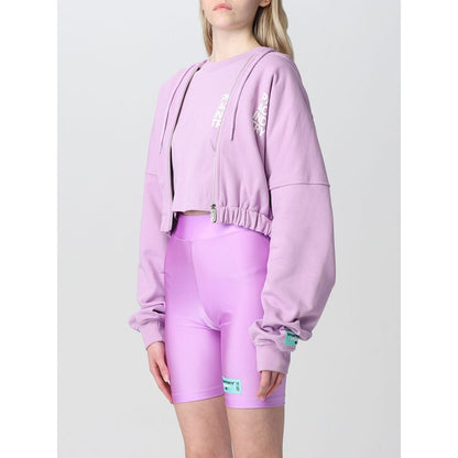 "Purple Cotton Women Sweater With Zip Closure"