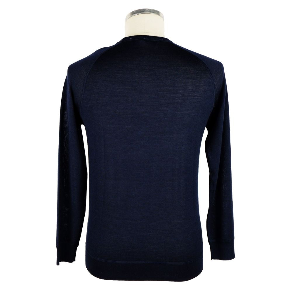 Elegant Blue Cashmere Blend Crewneck Sweater