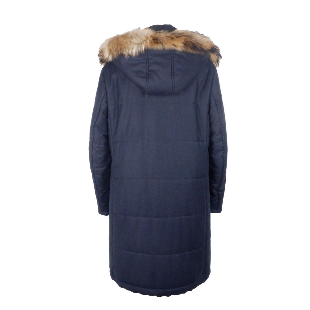 Blue Wool Men's Raincoat