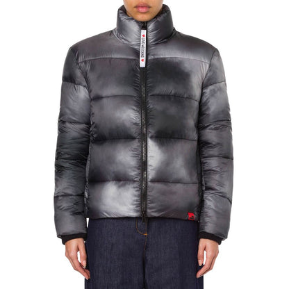 Chic High Collar Down Jacket with Logo Patch