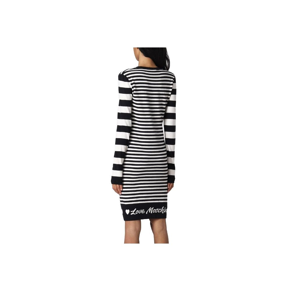 Elegant Striped Knit Dress with Long Sleeves