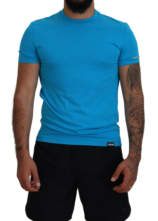 Blue Modal Short Sleeves Crewneck T-shirt