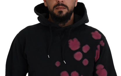 Black Tie Dye Cotton Hooded Sweatshirt Sweater