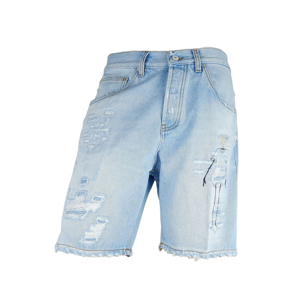 Light Blue Cotton Men Bermuda Shorts