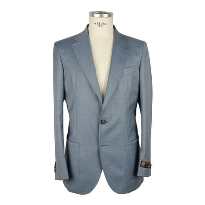 Light Blue Wool Men Jacket