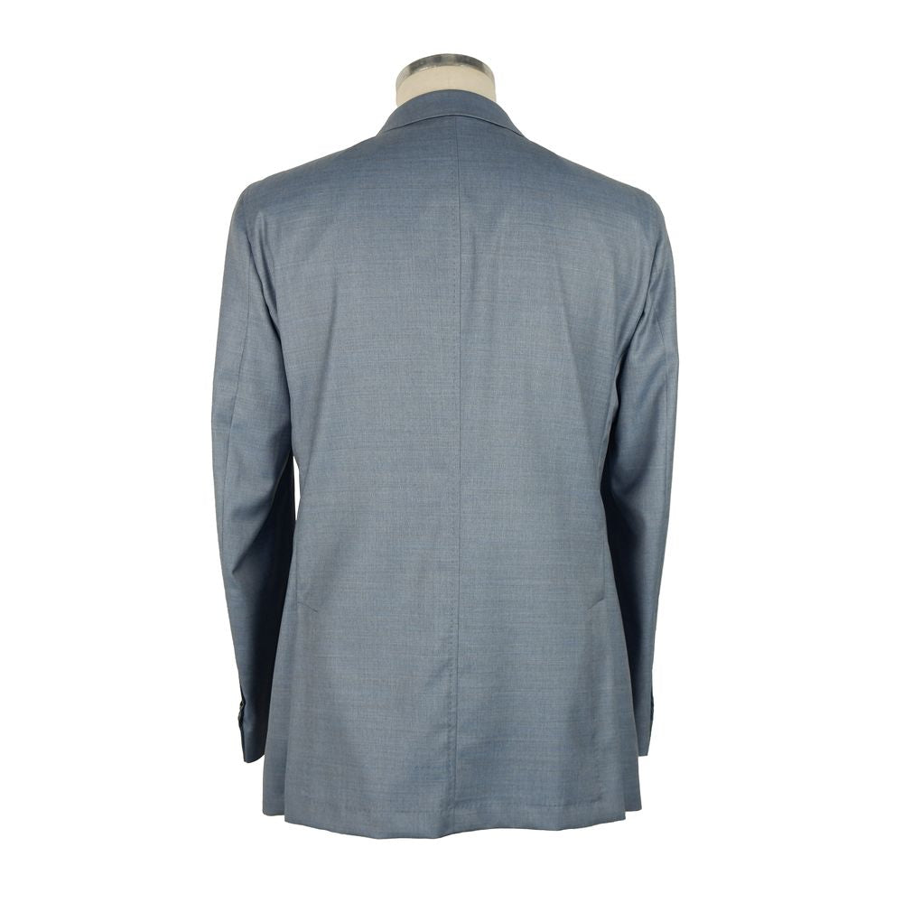 Light Blue Wool Men Jacket