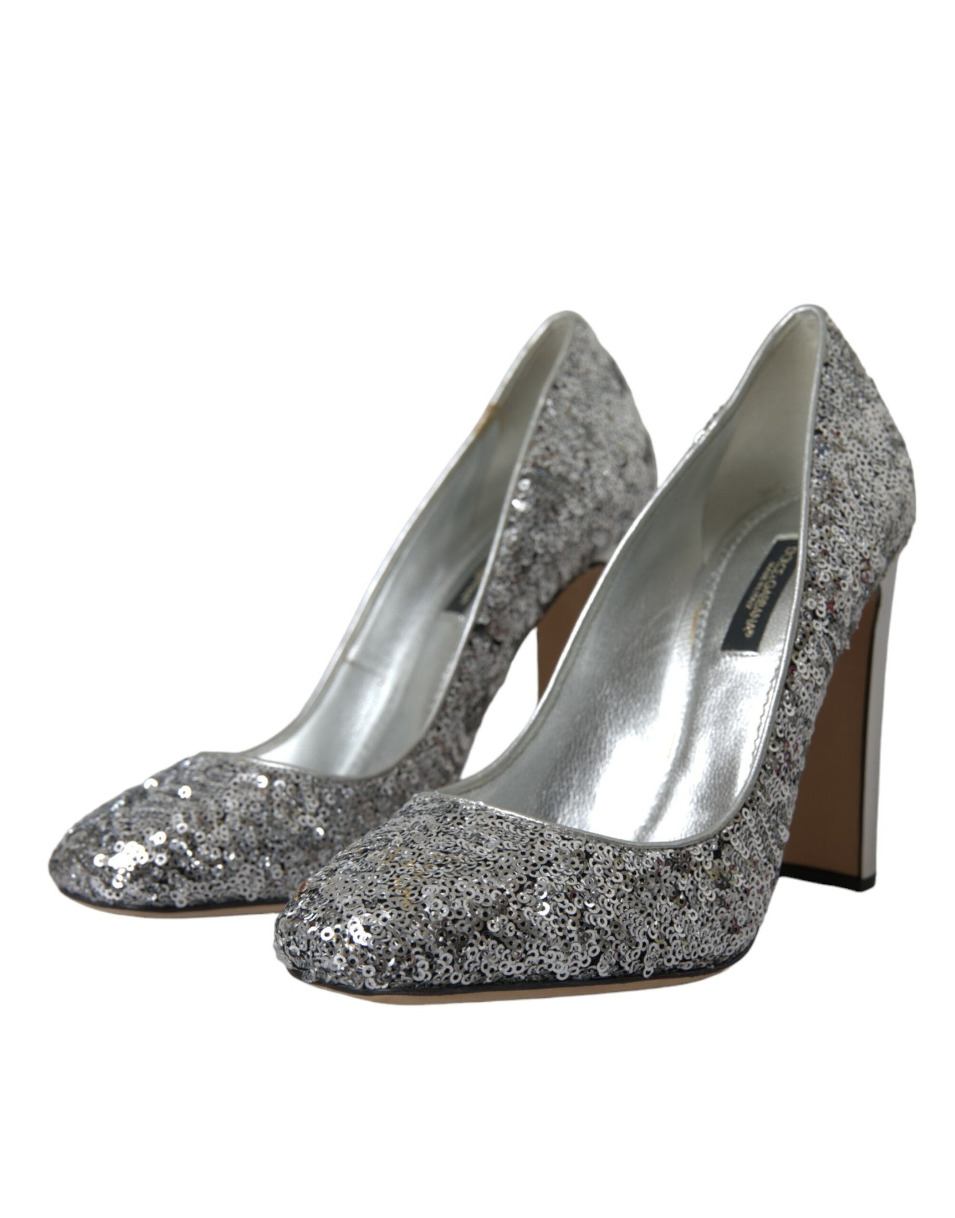 Silver Sequin Embellished Heels Pumps Shoes