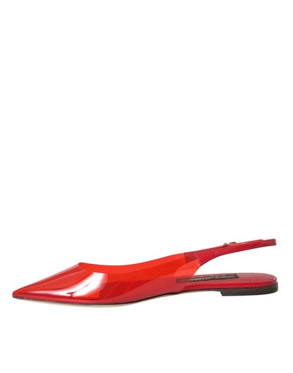 Red PVC Slingback Clear Flats Sandals Shoes