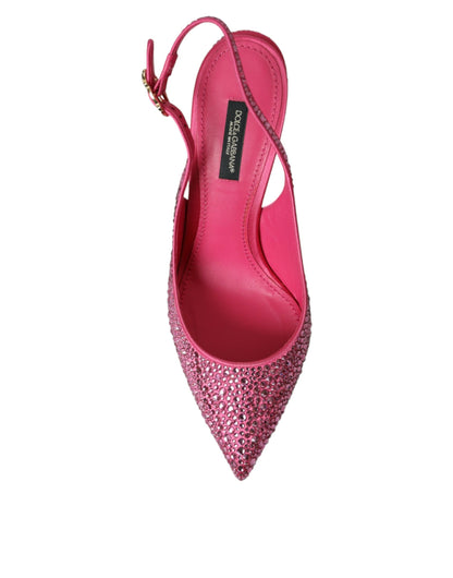 Pink Slingbacks Crystal Pumps Shoes