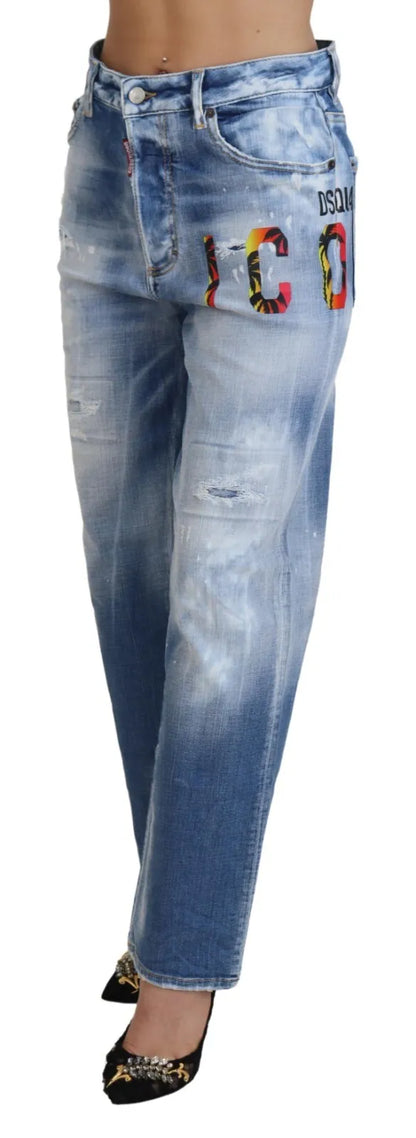 Blue Icon High Waist Straight Denim Jeans Boston