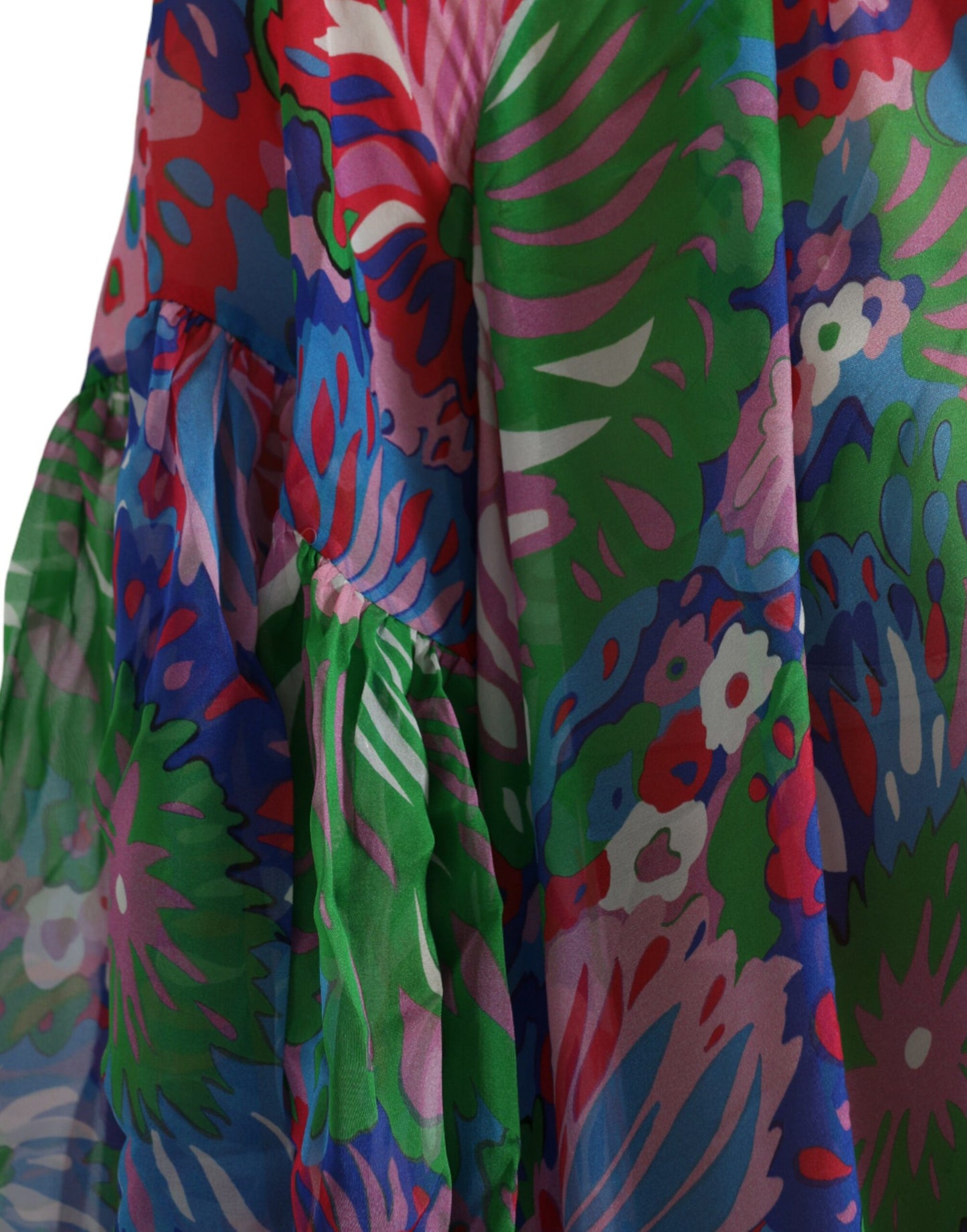 Multicolor Floral Silk Kaftan Maxi Dress