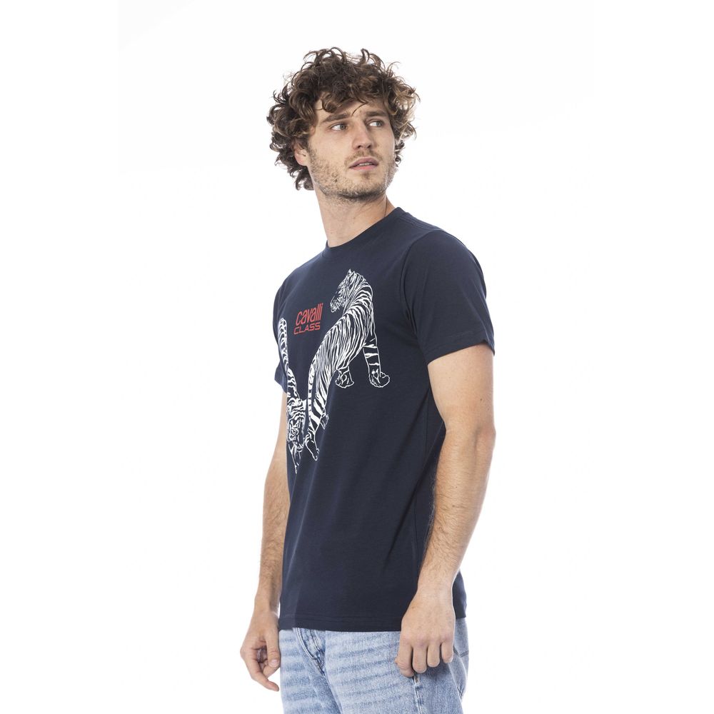 Blue Cotton Men T-Shirt