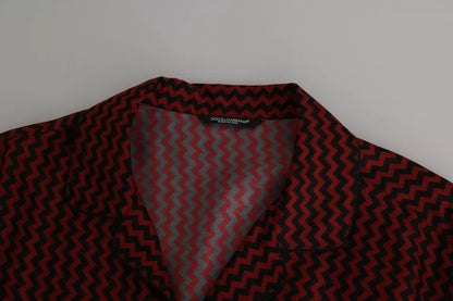 Black Red Zigzag Pattern Casual Shirt