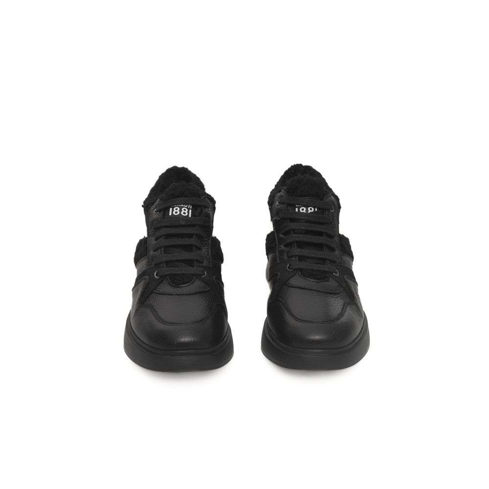 Black Leather Women Sneaker