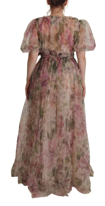 Multicolor Floral Print Long Maxi Gown Dress