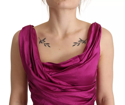 Sheath Mermaid Fuchsia Silk Stretch Gown Dress