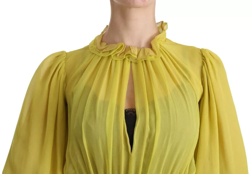 Yellow Shift A-line Silk Gown Dress