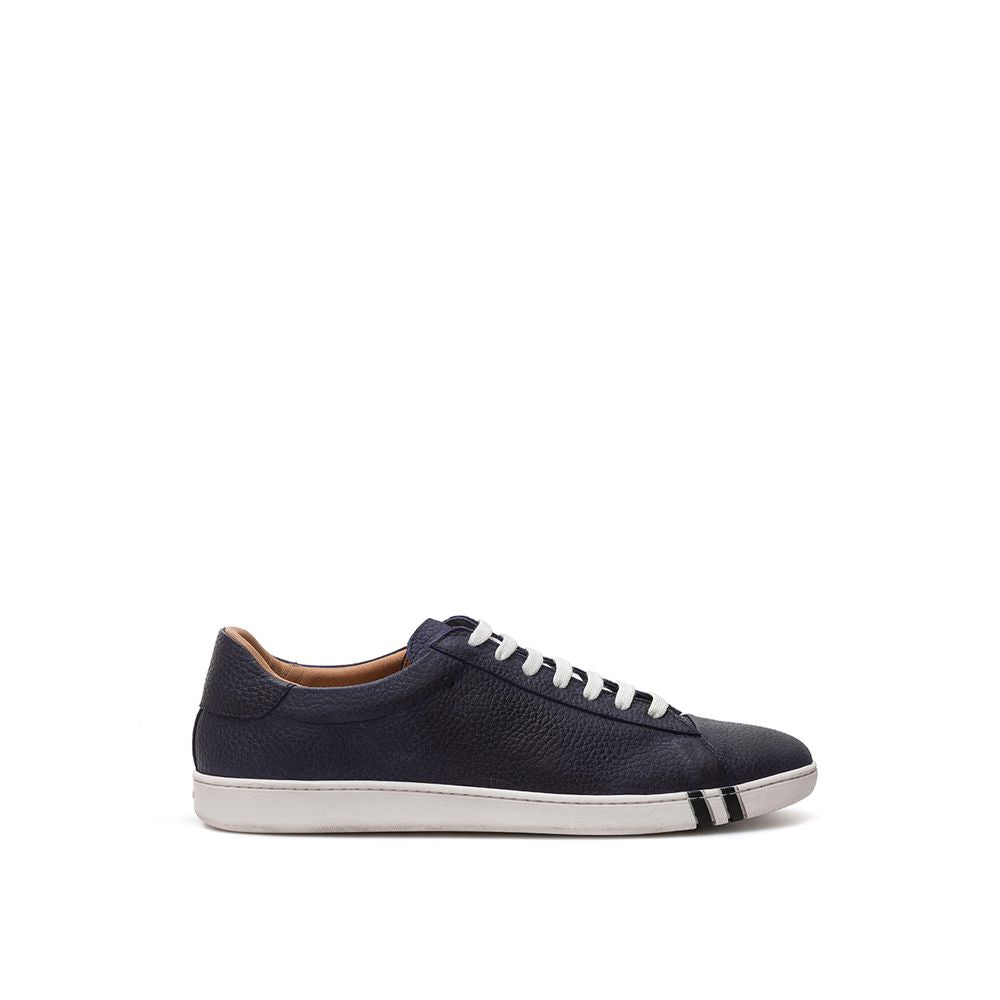 Elegant Blue Leather Sneakers For Men