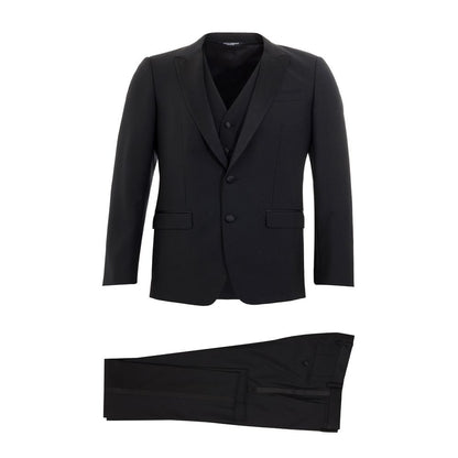 Elegant Black Wool Men's Suit