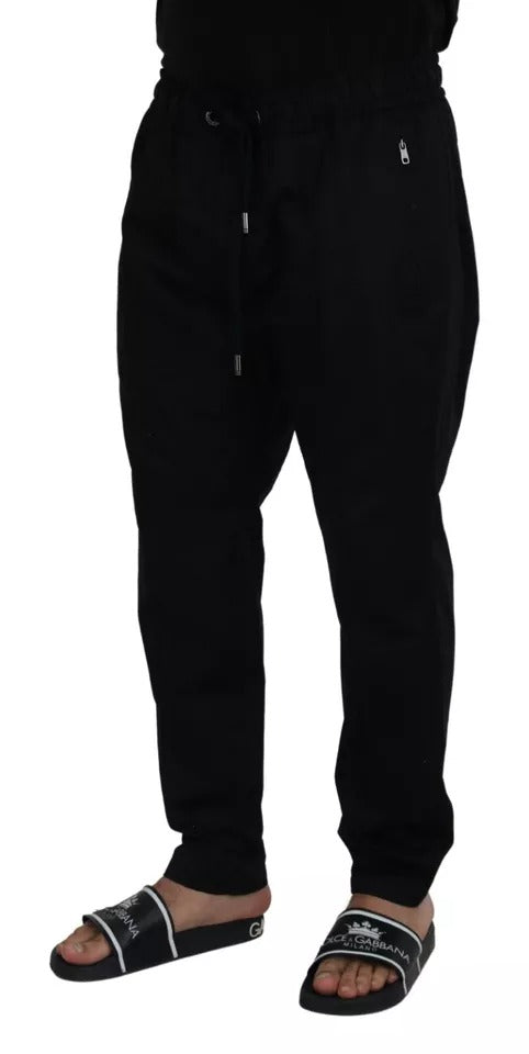 Black Jogging Trouser Cotton Stretch Pants