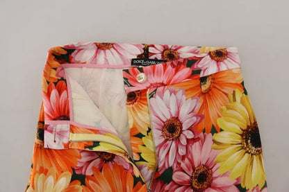 Multicolor Floral High Waist Cropped Pants