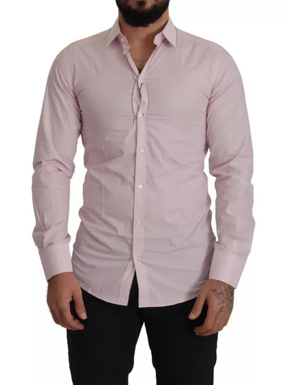 Light Pink Cotton Dress Formal Men GOLD Shirt