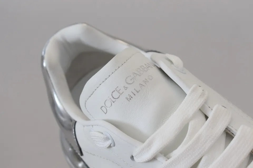 White Silver Leather Daymaster Sneakers Shoes