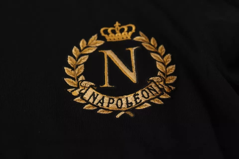 Black Wool Silk Napoleon Gold Sweater