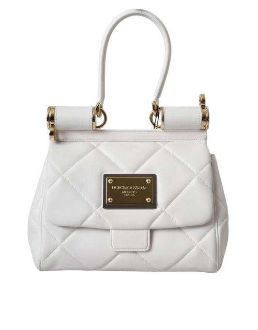 White Calf Leather 90's SICILY Shoulder Satchel Bag