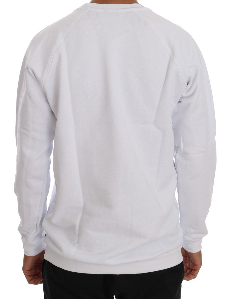 Elegant White Crewneck Cotton Sweater