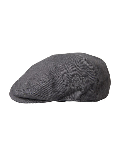 Gray Herringbone Crown Newsboy Hat Men